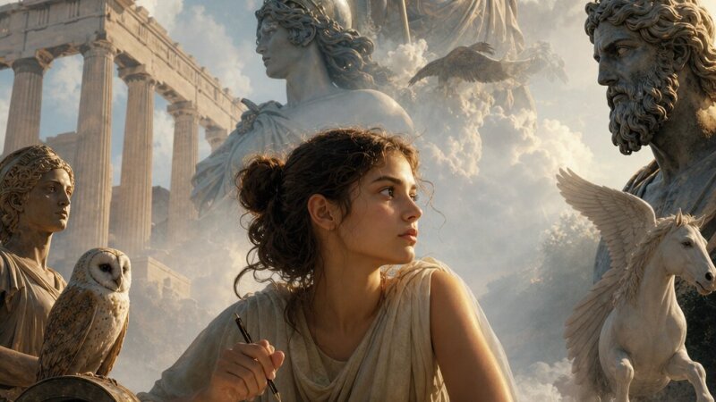 Adjetivos, nombres y verbos sobre la mitología griega