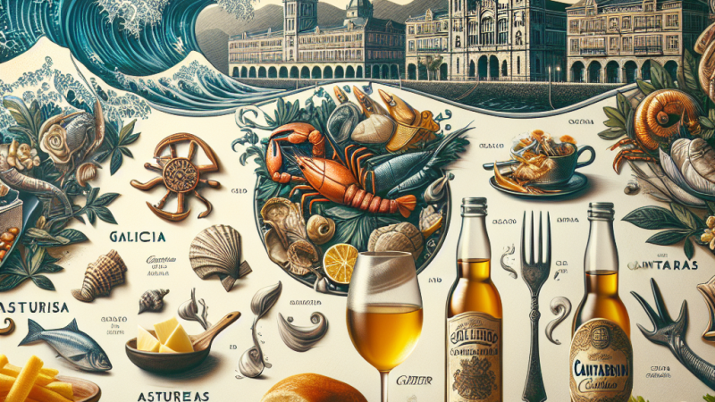 Análisis de la gastronomía de Galicia, Asturias y Cantabria: Rasgos y elaboraciones identificativas, incluyendo restaurantes destacados y otros elementos relevantes.