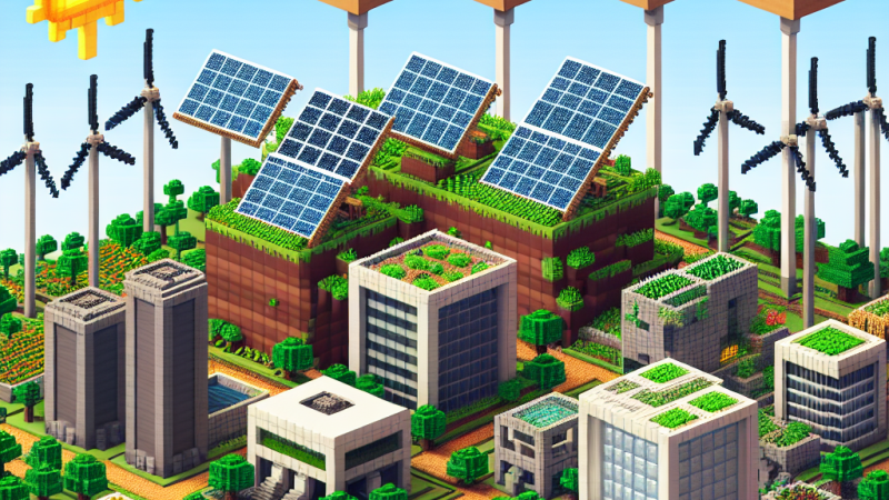 Impacto ambiental y económico de los paneles solares, el blockchain, la biomasa y las turbinas eólicas en una ciudad sostenible en Minecraft