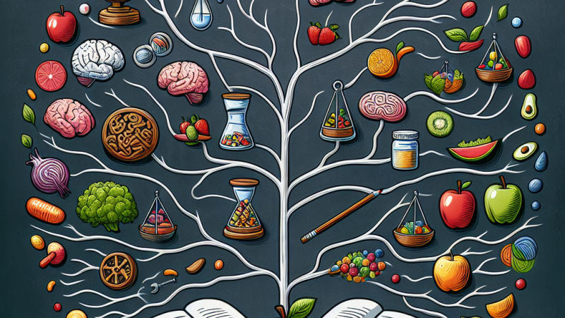 Mapa mental sobre el concepto de alimentación: leyes, nutrición, nutrientes y emociones