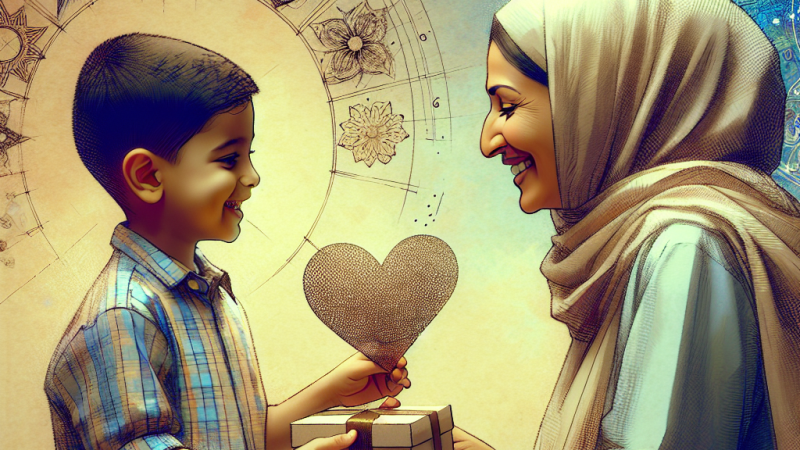 Regalo emotivo de un niño a su madre